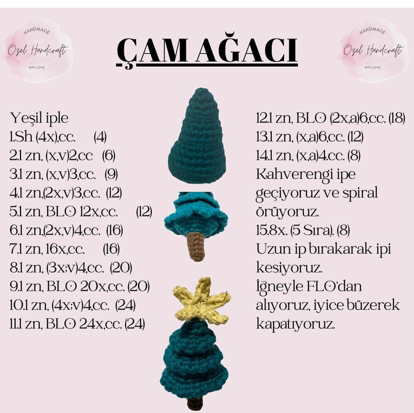 Kardan Adam ve Çam Ağacı Amigurumi Tığ İşi Şeması