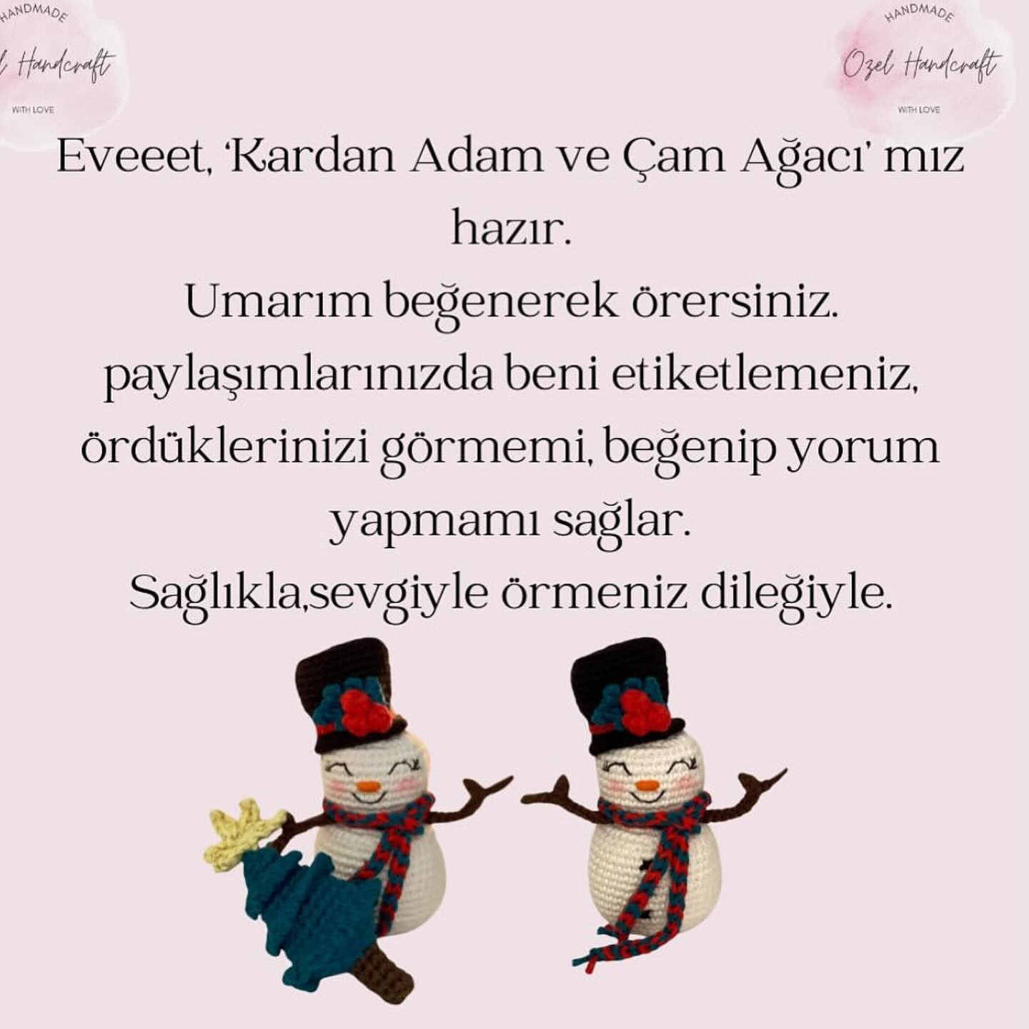 Kardan Adam ve Çam Ağacı Amigurumi Tığ İşi Şeması