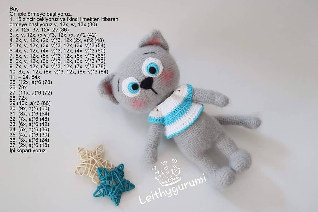 Kedi Titus Amigurumi: Ücretsiz Tığ işi Şeması