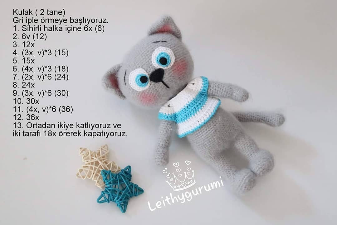 Kedi Titus Amigurumi: Ücretsiz Tığ işi Şeması