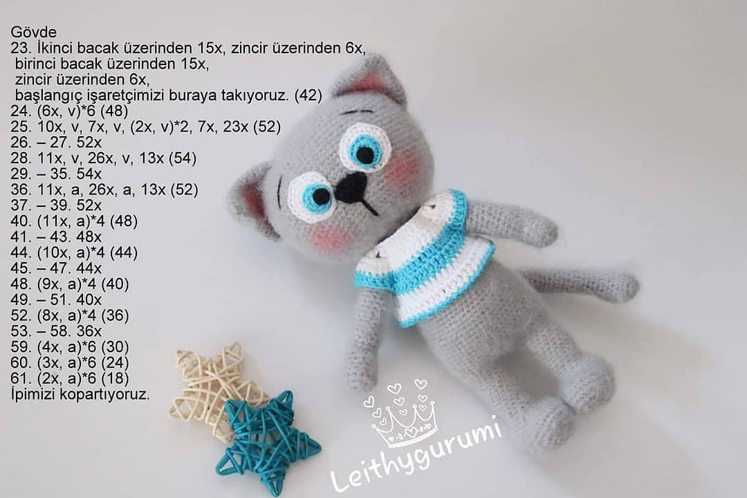Kedi Titus Amigurumi: Ücretsiz Tığ işi Şeması