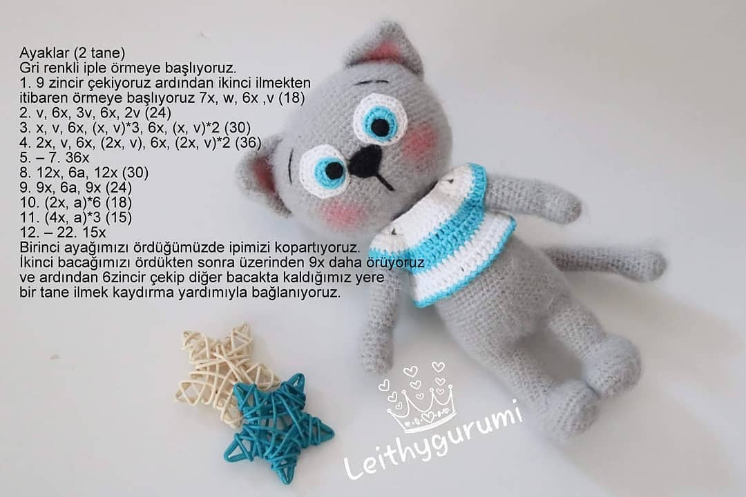 Kedi Titus Amigurumi: Ücretsiz Tığ işi Şeması