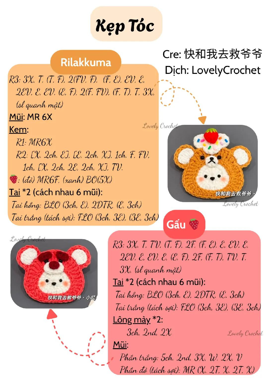 kẹp tóc cá, gấu dâu, gấu...