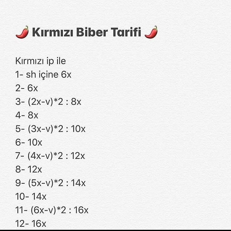 Kırmızı Biber Amigurumi Tarifi