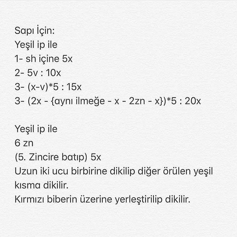 Kırmızı Biber Amigurumi Tarifi
