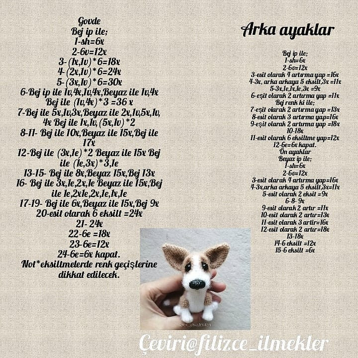 Köpek Amigurumi Tığ İşi Şeması