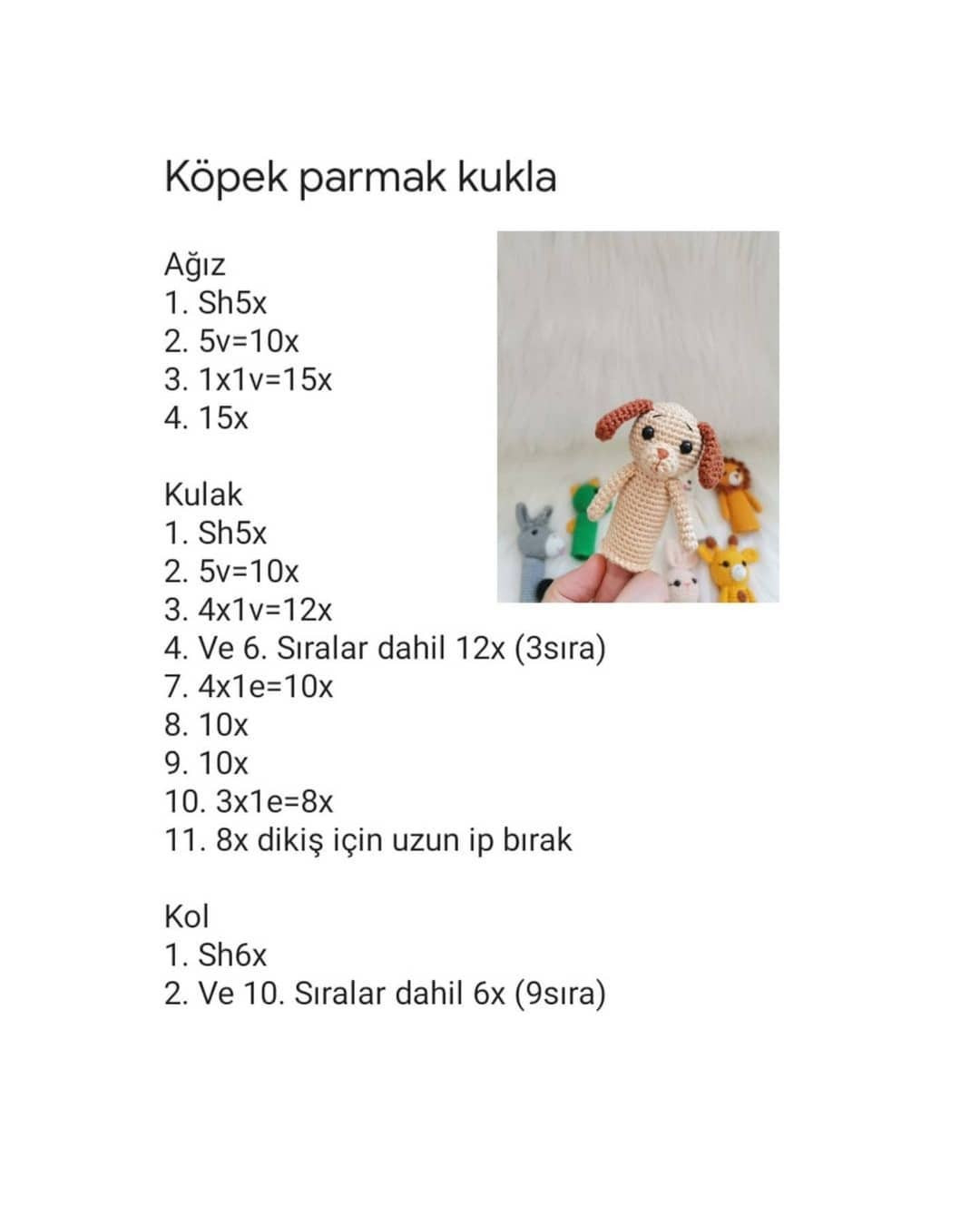 Köpek Parmak Kuklası Tığ İşi Tarifi