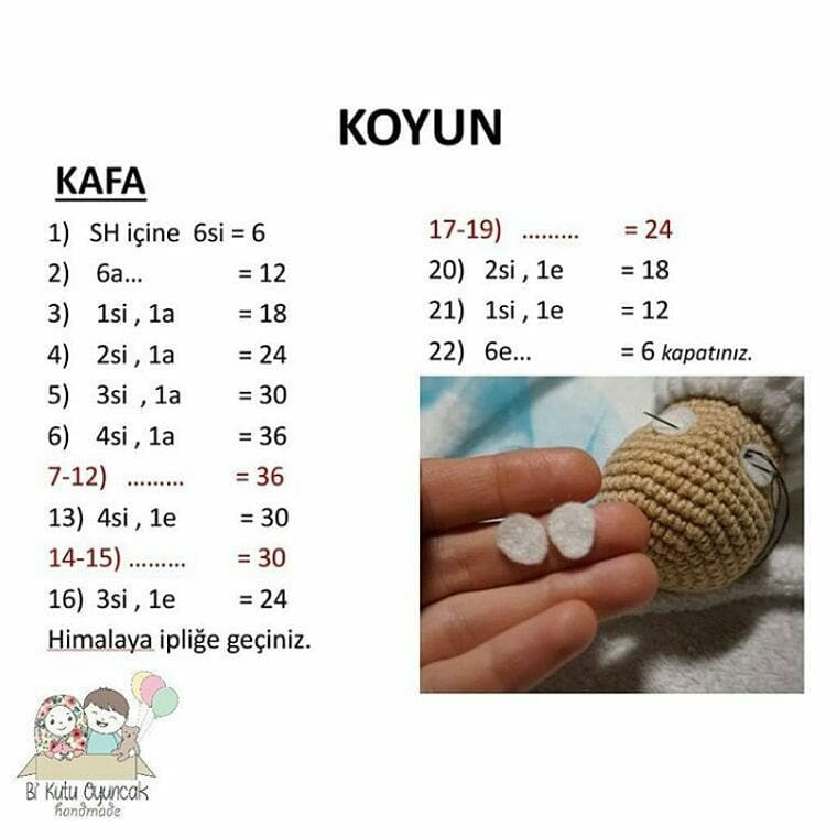Koyun Amigurumi Tığ İşi Tarifi