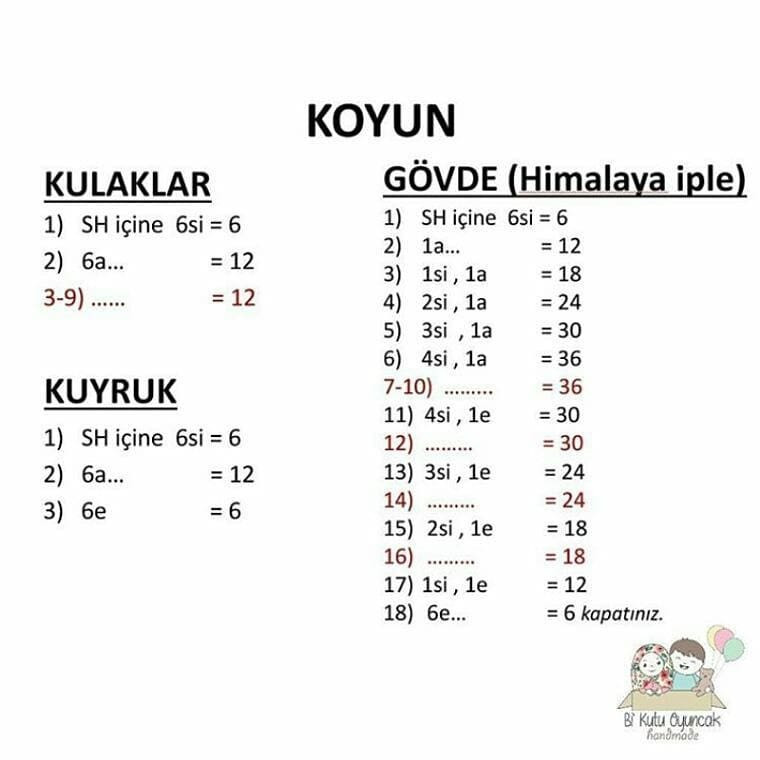 Koyun Amigurumi Tığ İşi Tarifi