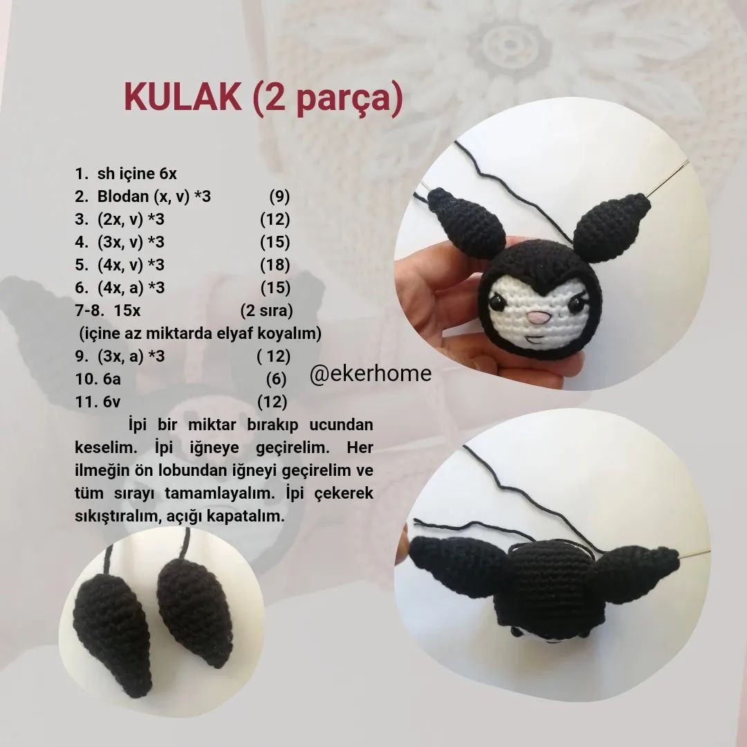 KUROMI ÇANTA SÜSÜ ÖRGÜ ŞEMASI