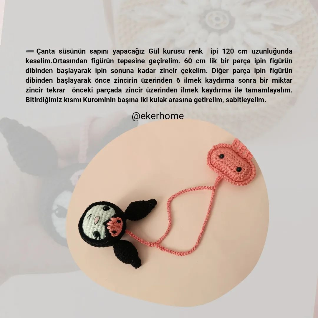 KUROMI ÇANTA SÜSÜ ÖRGÜ ŞEMASI
