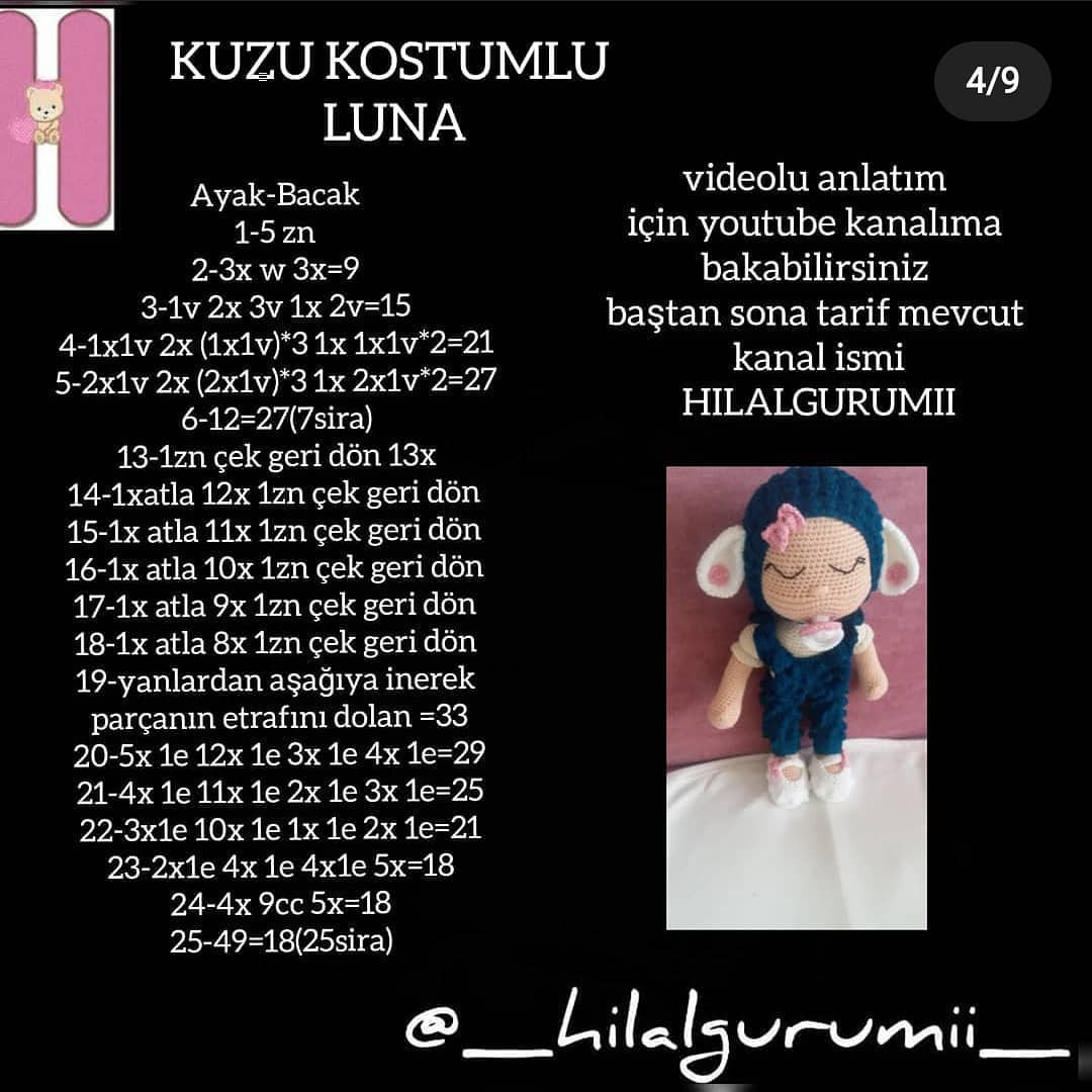 Kuzu Kostümlü Luna Amigurumi: Ücretsiz Tığ İşi Tarifi