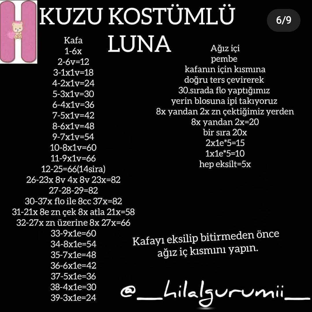 Kuzu Kostümlü Luna Amigurumi: Ücretsiz Tığ İşi Tarifi
