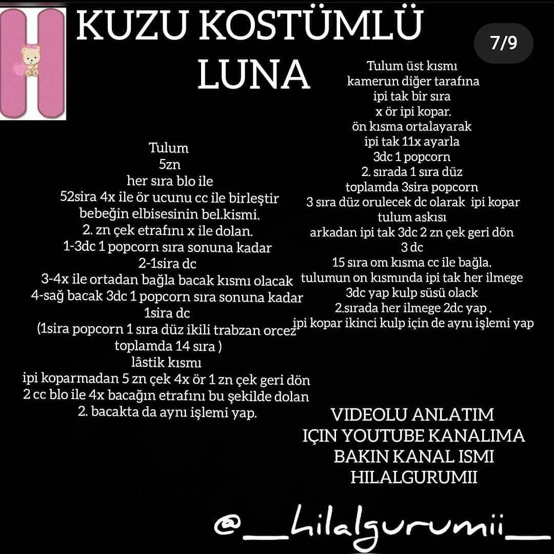 Kuzu Kostümlü Luna Amigurumi: Ücretsiz Tığ İşi Tarifi