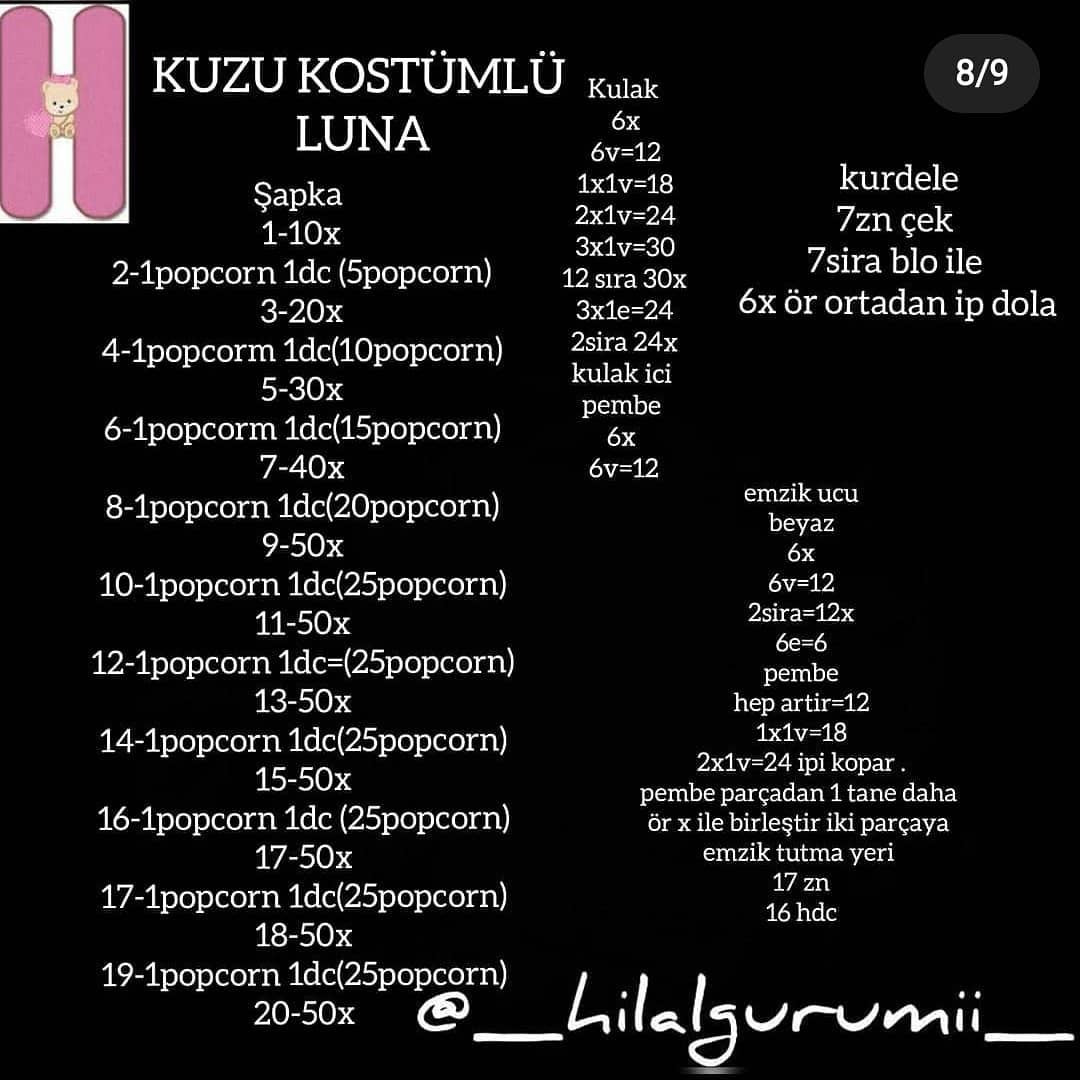 Kuzu Kostümlü Luna Amigurumi: Ücretsiz Tığ İşi Tarifi
