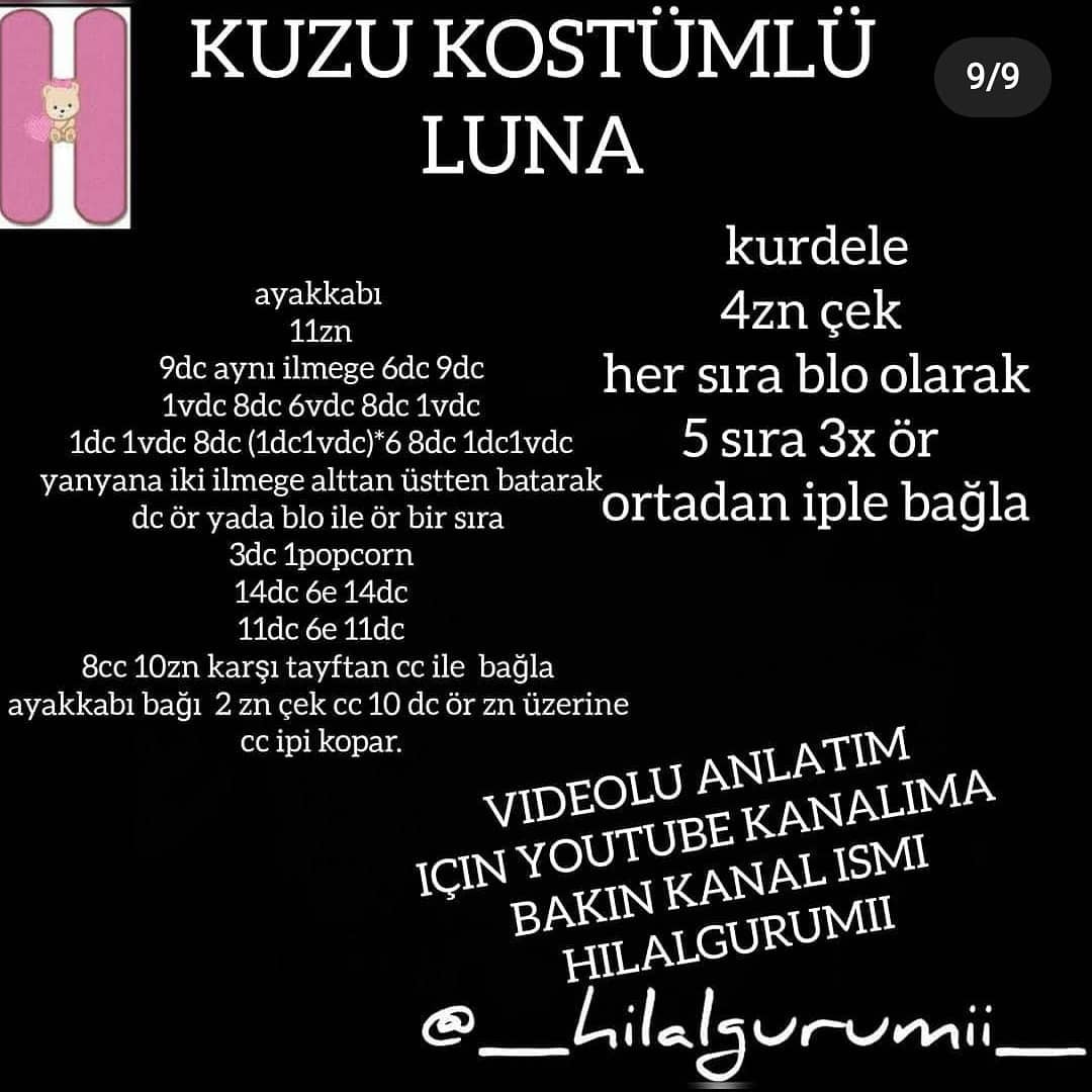 Kuzu Kostümlü Luna Amigurumi: Ücretsiz Tığ İşi Tarifi