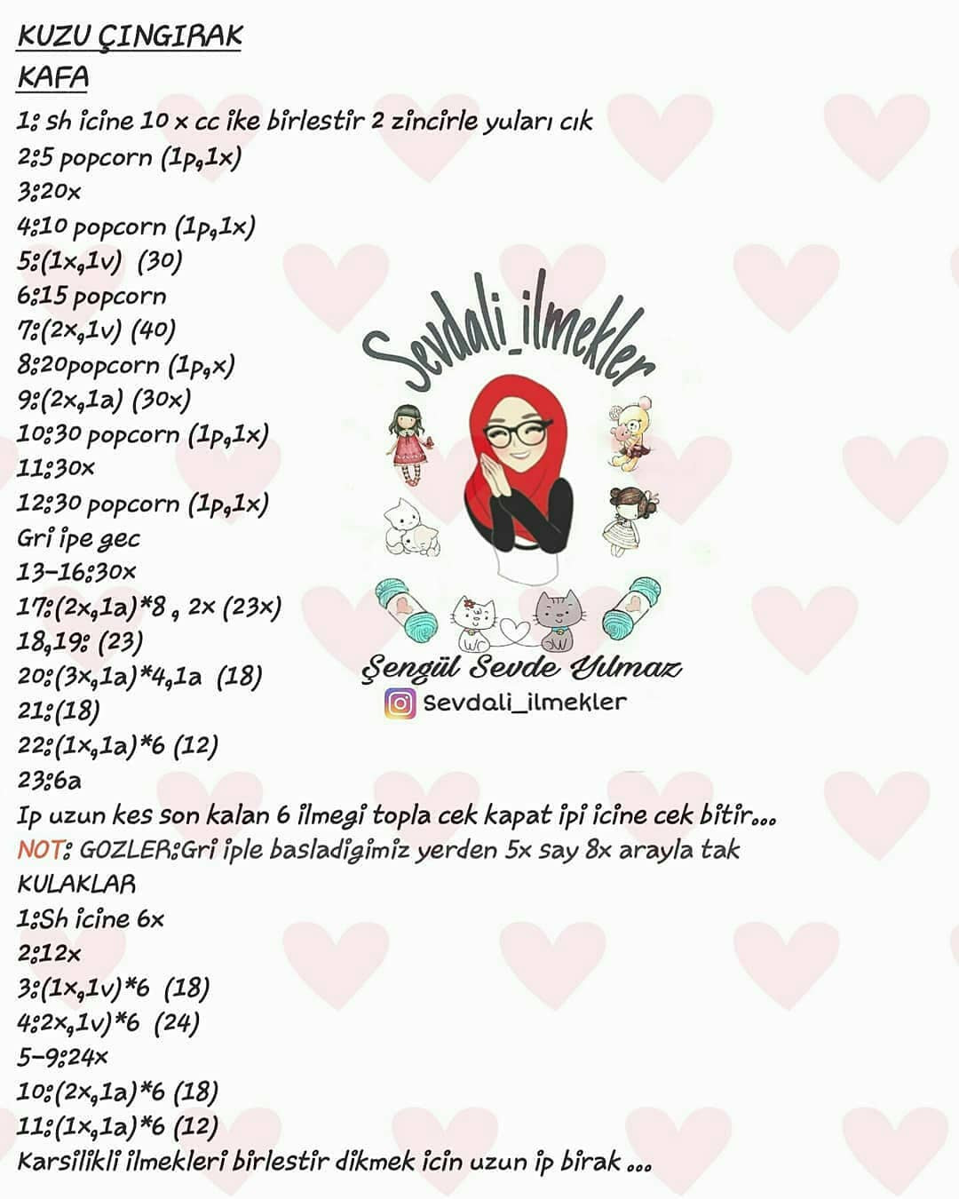 KUZU ŞEKLİNDE EMZİK HALKA Tığ İşi Tarifi
