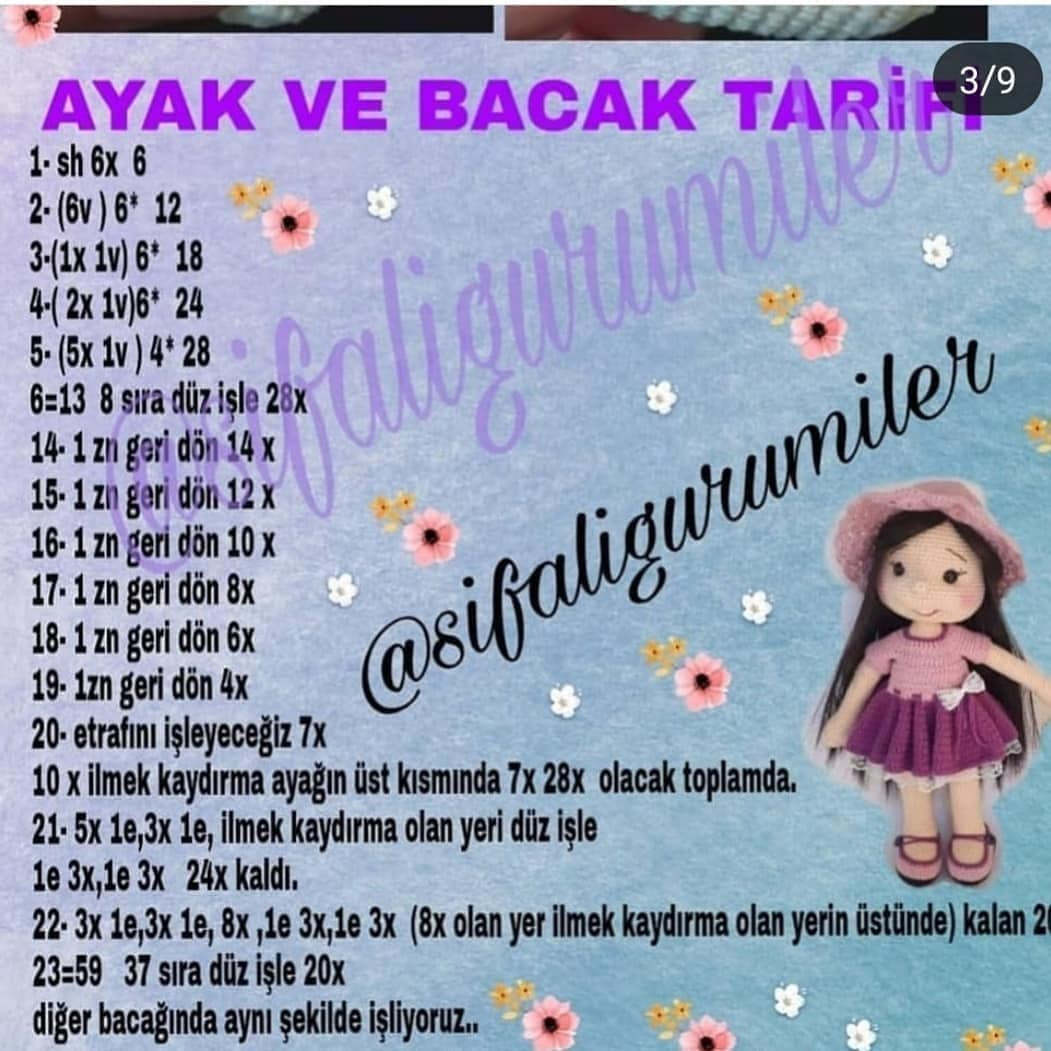 LILA BEBEK AMIGURUMI TARİFİ