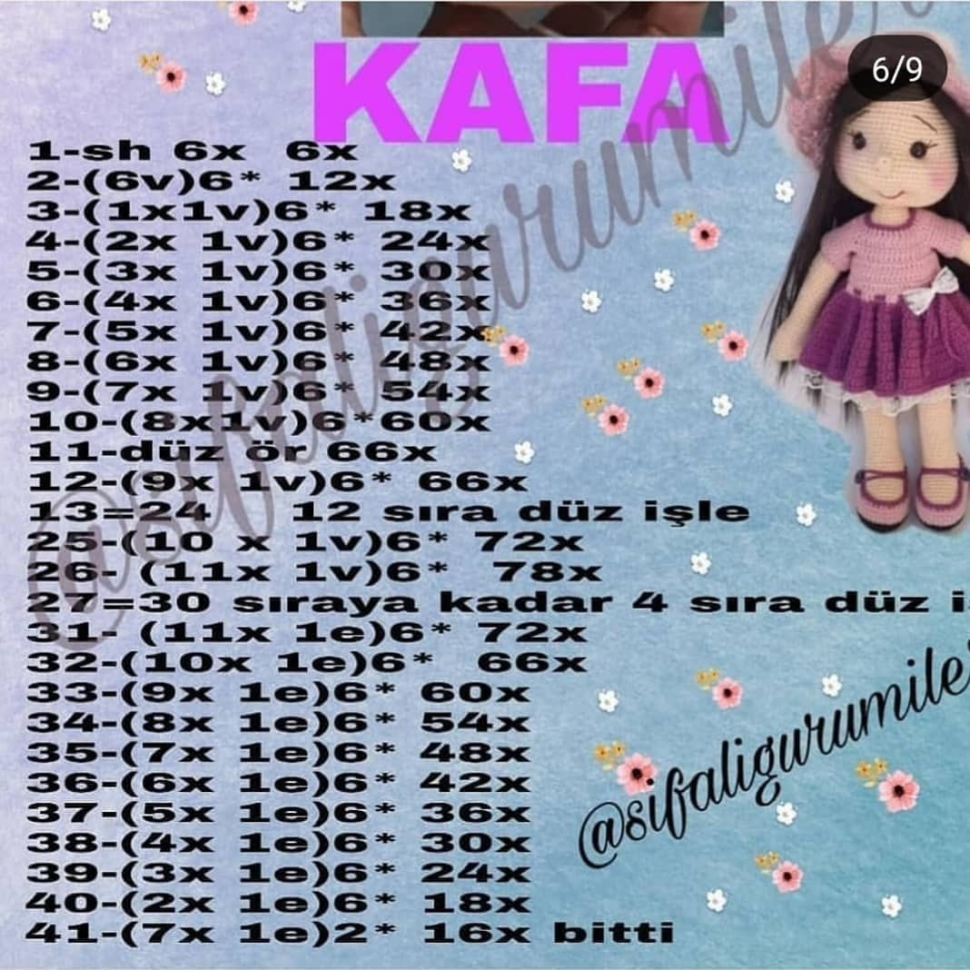 LILA BEBEK AMIGURUMI TARİFİ