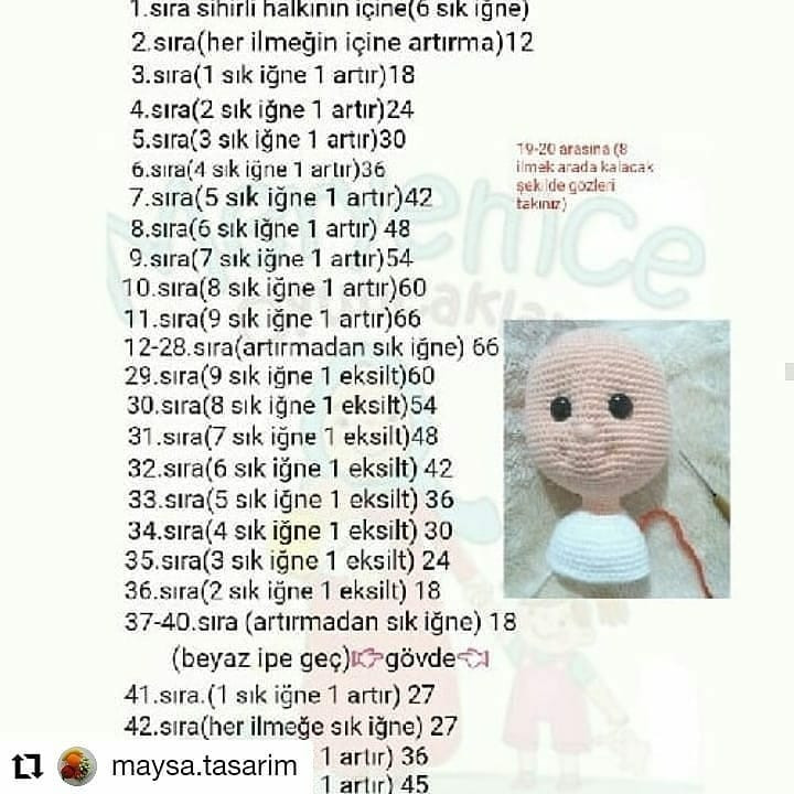 Lilyum Bebek Örgü Şeması