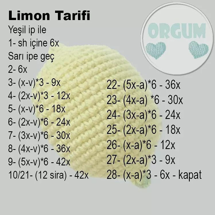 LİMON AMIGURUMİ ÖRNEĞİ