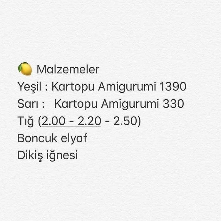 Limon Amigurumi Tığ İşi Şeması