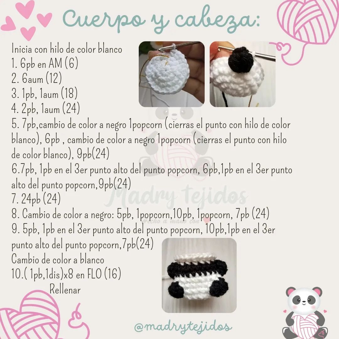 Llavero amigurumi de panda: patrón gratis