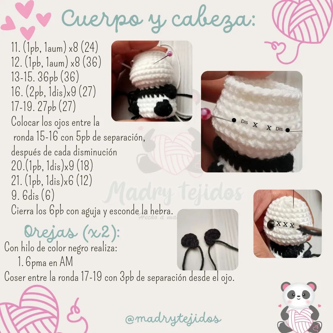 Llavero amigurumi de panda: patrón gratis