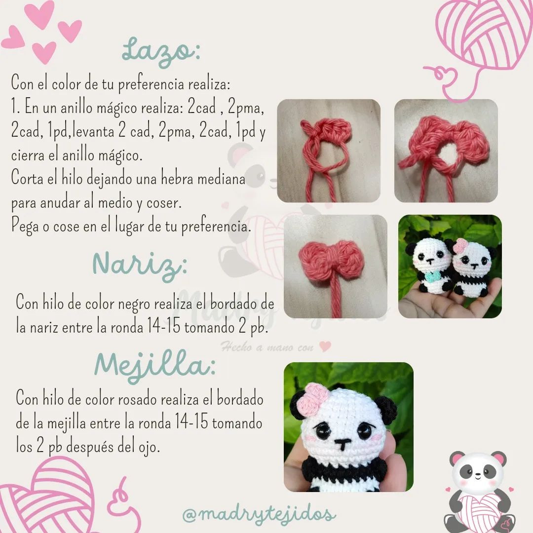 Llavero amigurumi de panda: patrón gratis