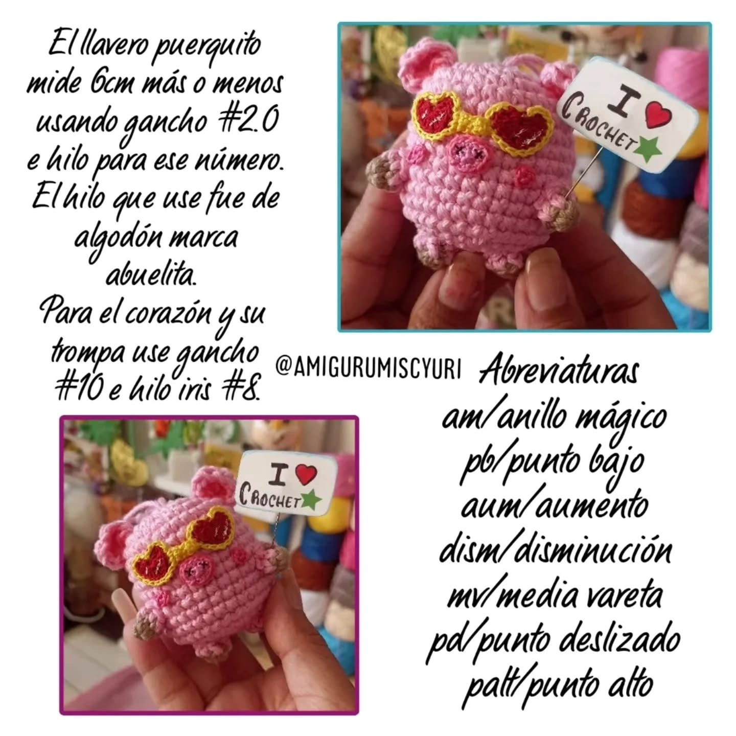 Llavero puerquito amigurumi: patrón gratis