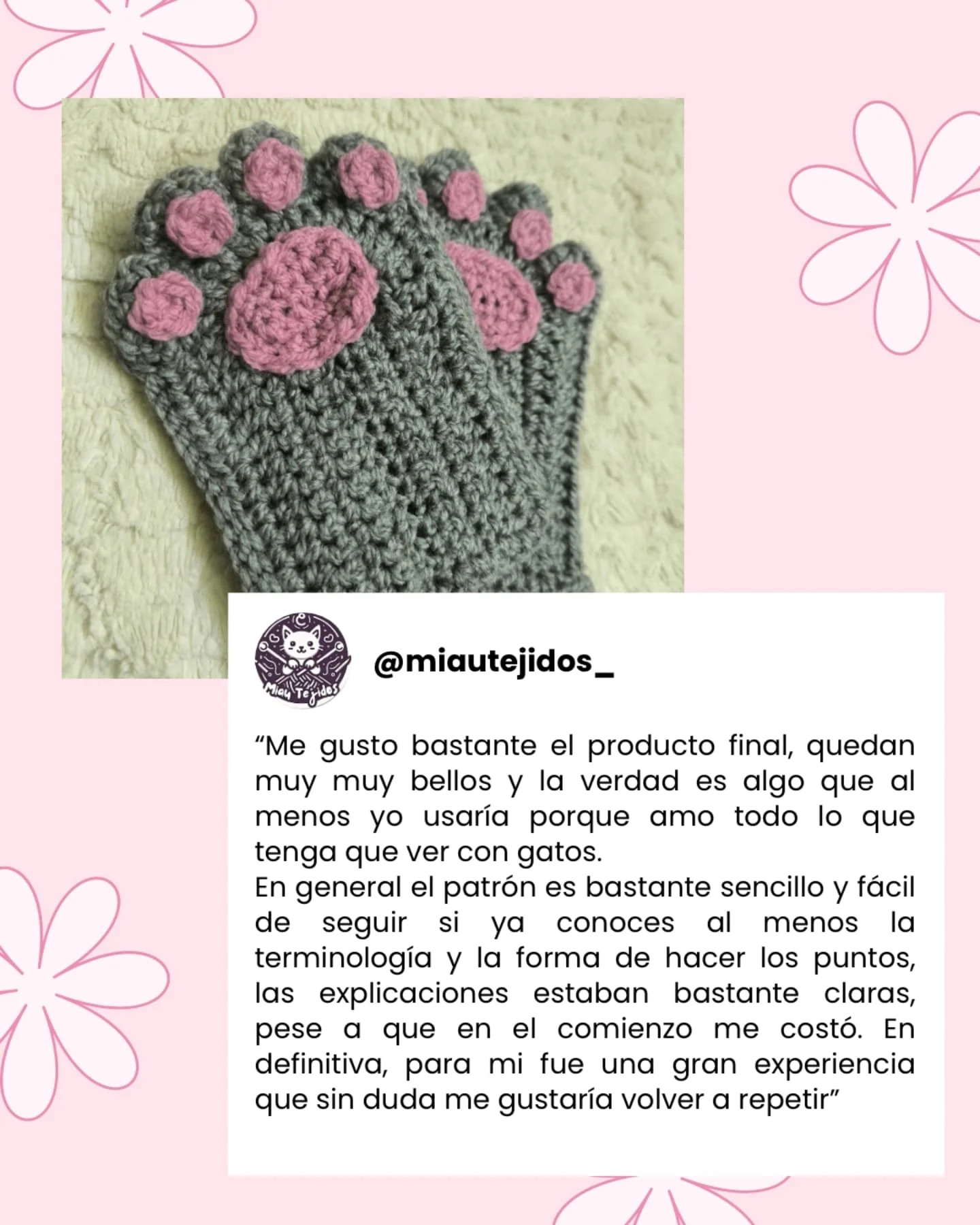 Lo que dicen las testers del patrón de mitones de gato