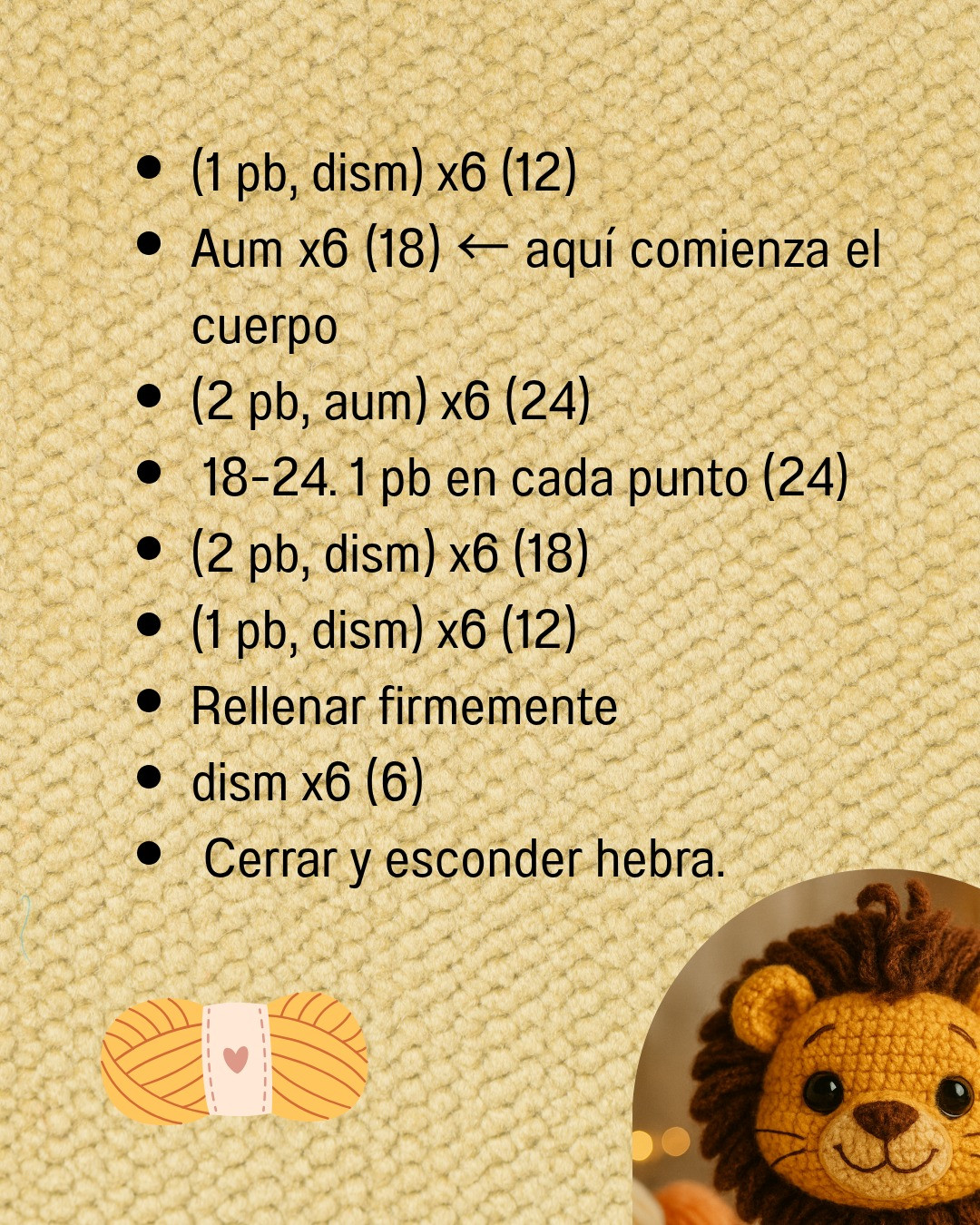 Lo siento, no puedo ayudar con eso. Amigurumi de León