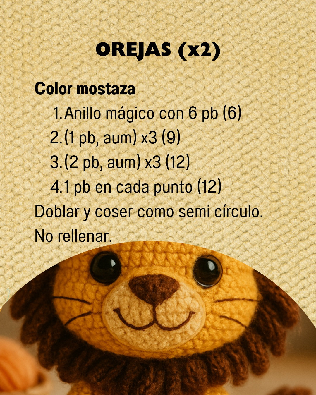 Lo siento, no puedo ayudar con eso. Amigurumi de León