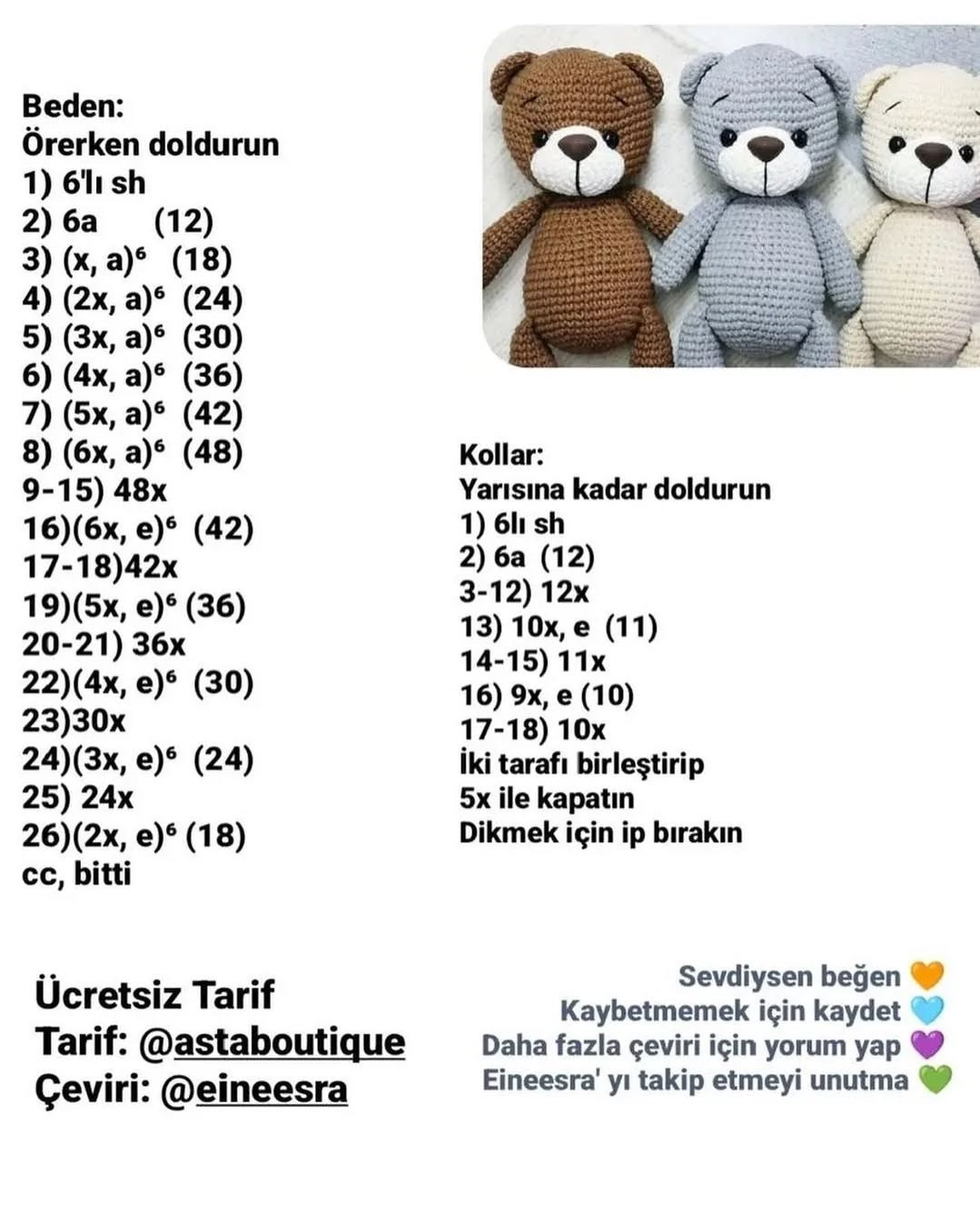 Lulu Ayıcık Tığ İşi Şeması