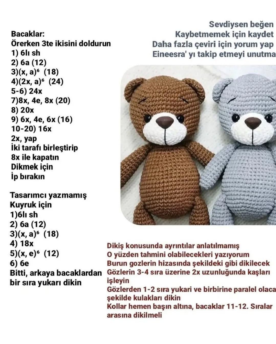Lulu Ayıcık Tığ İşi Şeması