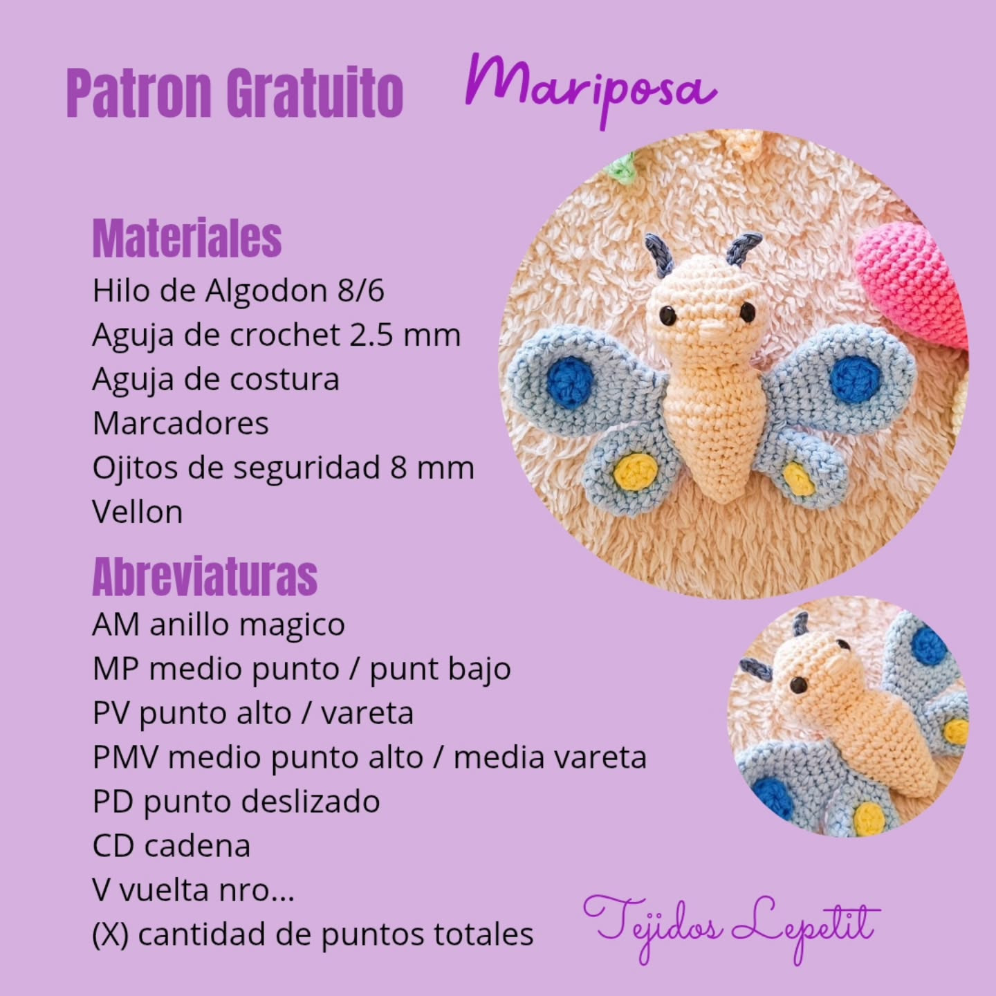 Mariposa Amigurumi: Patrón Gratuito