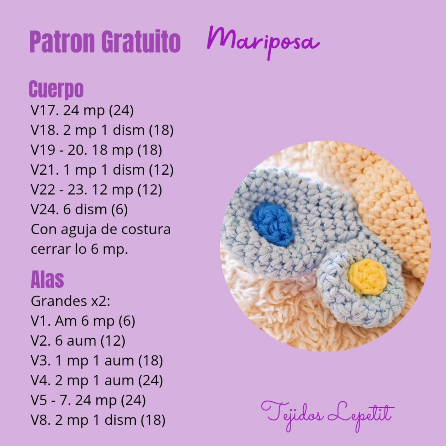 Mariposa Amigurumi: Patrón Gratuito