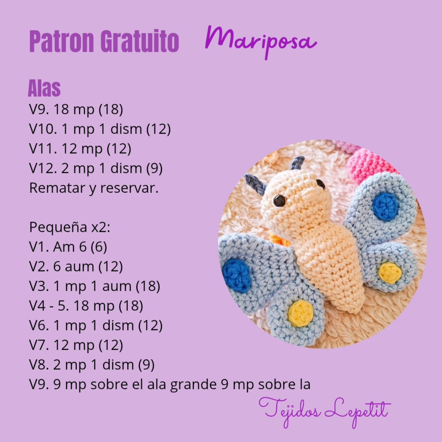 Mariposa Amigurumi: Patrón Gratuito