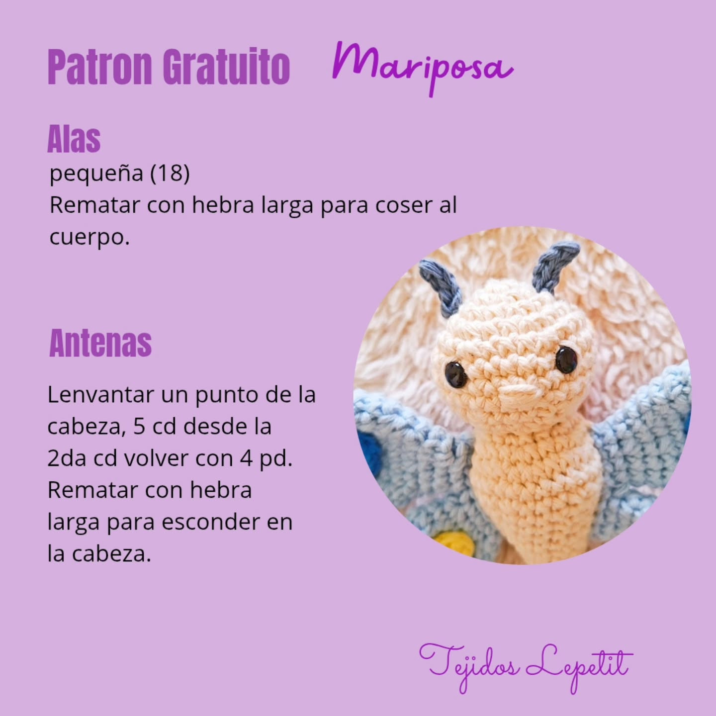 Mariposa Amigurumi: Patrón Gratuito