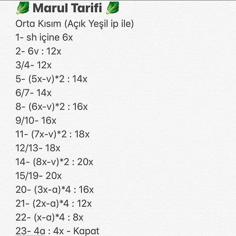 Marul Örgü Şeması: Sebze Modelleri