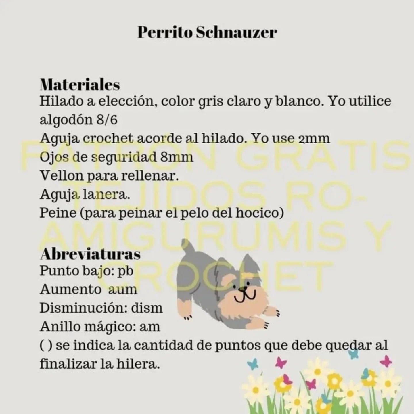 Mẫu móc len chó Schnauzer miễn phí
