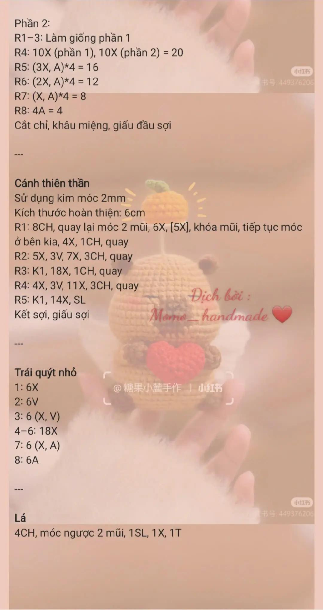 Mẫu móc len dễ thương Capybara thiên thần
