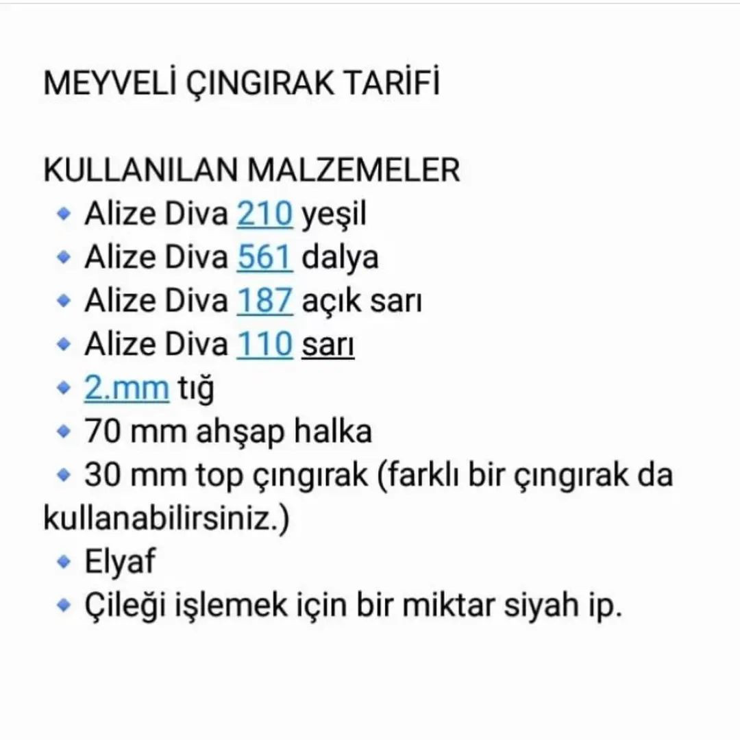 Meyveli Bebek Çıngırağı Tığ İşi Tarifi