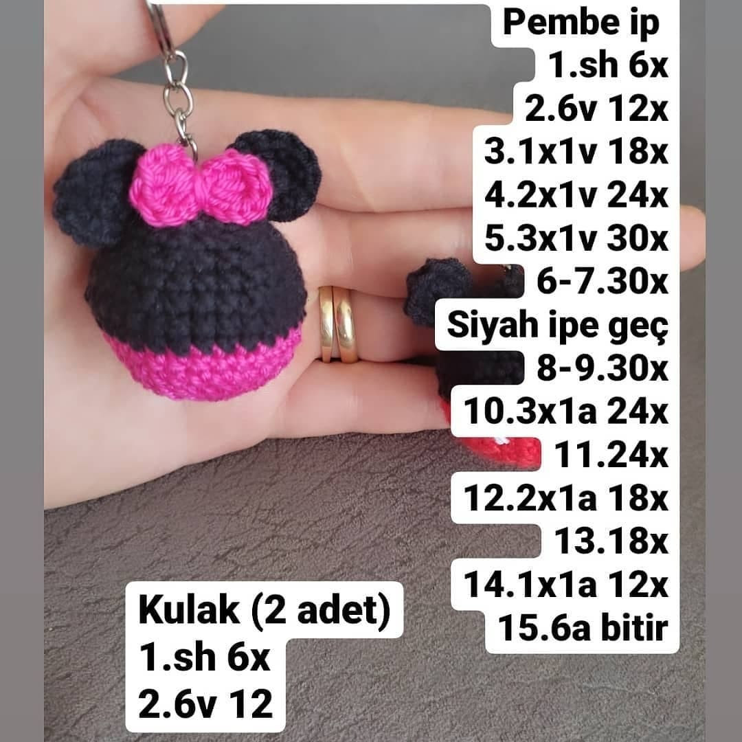 Mickey Mouse Anahtarlık Tığ İşi Tarifi