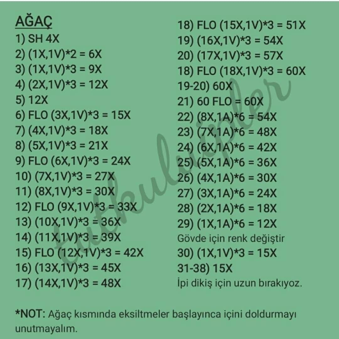 MİNİ ÇAM AĞACI ÜCRETSİZ Tığ İşi ŞEMASI