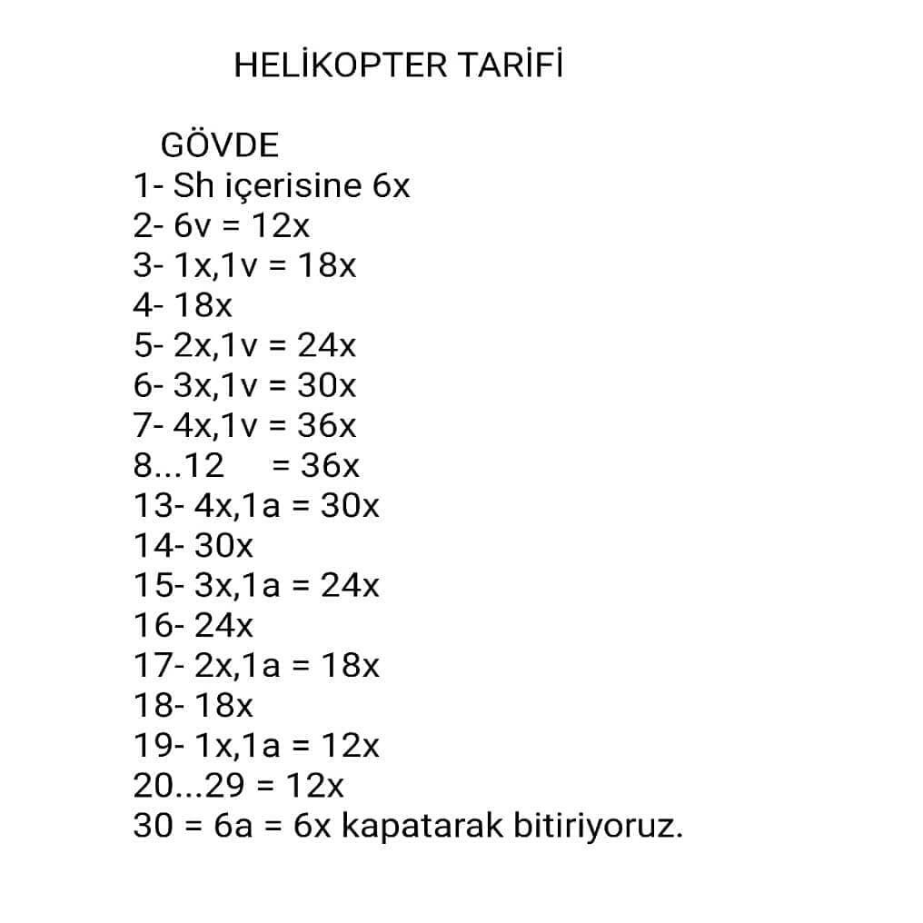 Mini Helikopter Tığ İşi Şeması