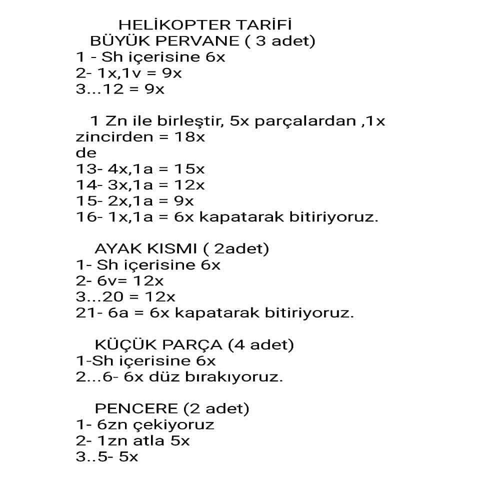Mini Helikopter Tığ İşi Şeması