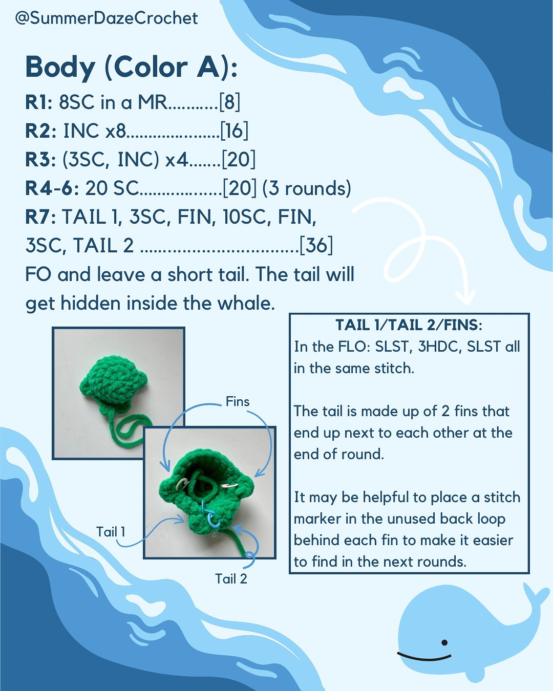 Mini No-Sew Whale Crochet Chart