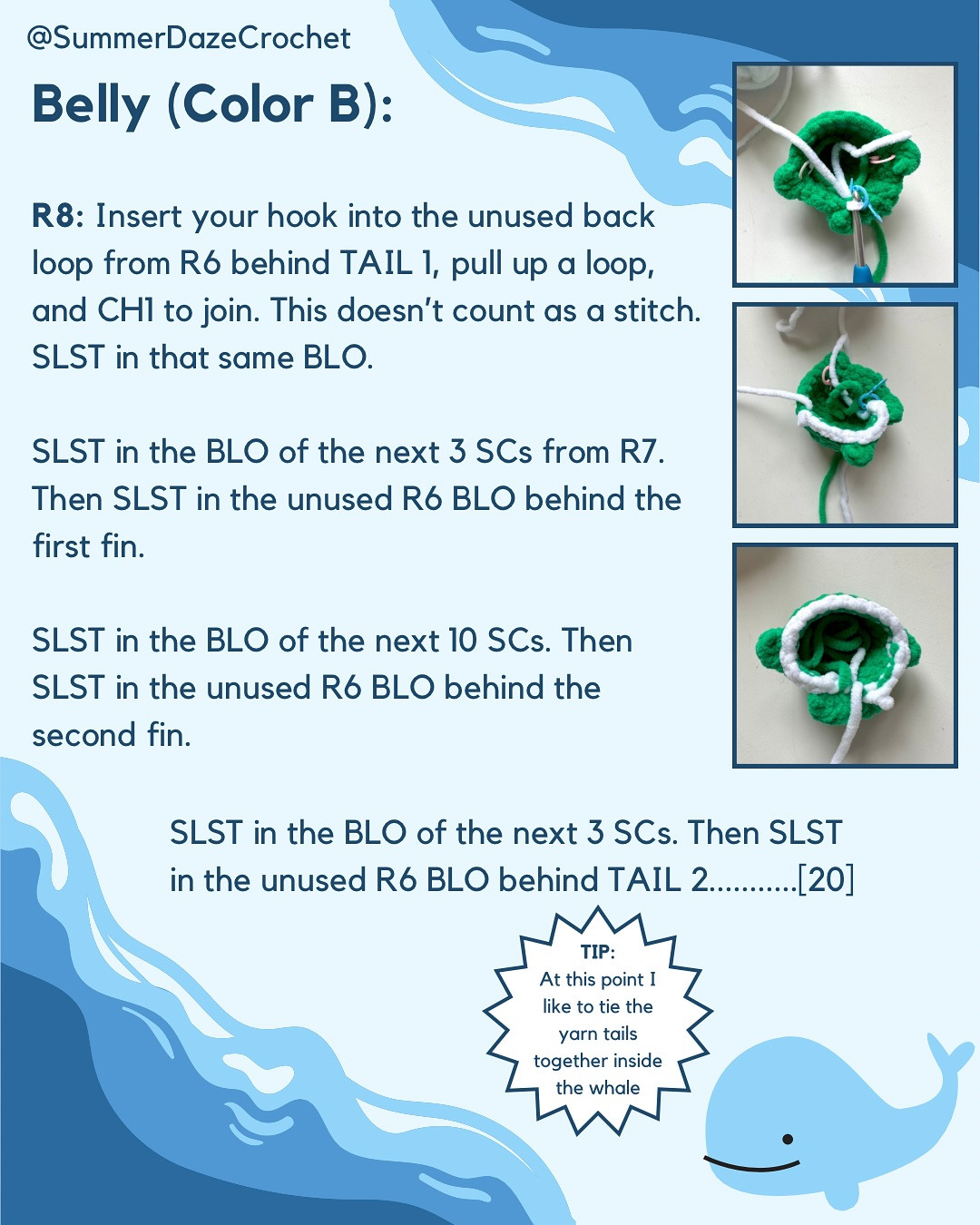 Mini No-Sew Whale Crochet Chart
