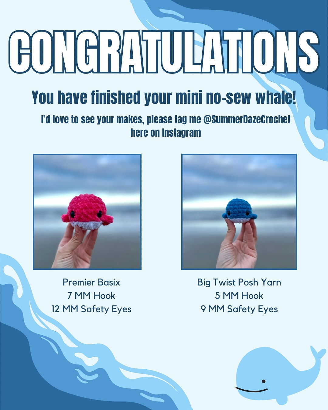 Mini No-Sew Whale Crochet Chart